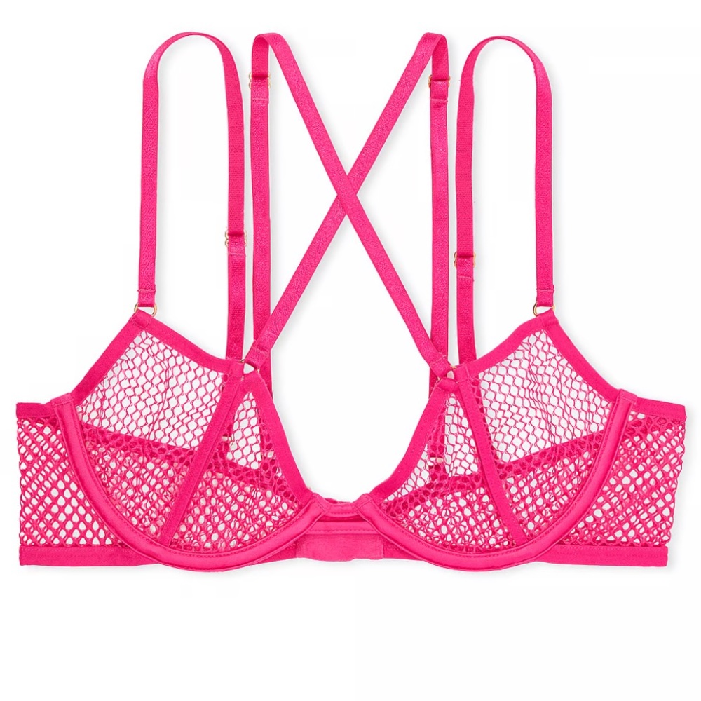Victoria Secret Fishnet Open-Cup Low-Cut Demi Bra